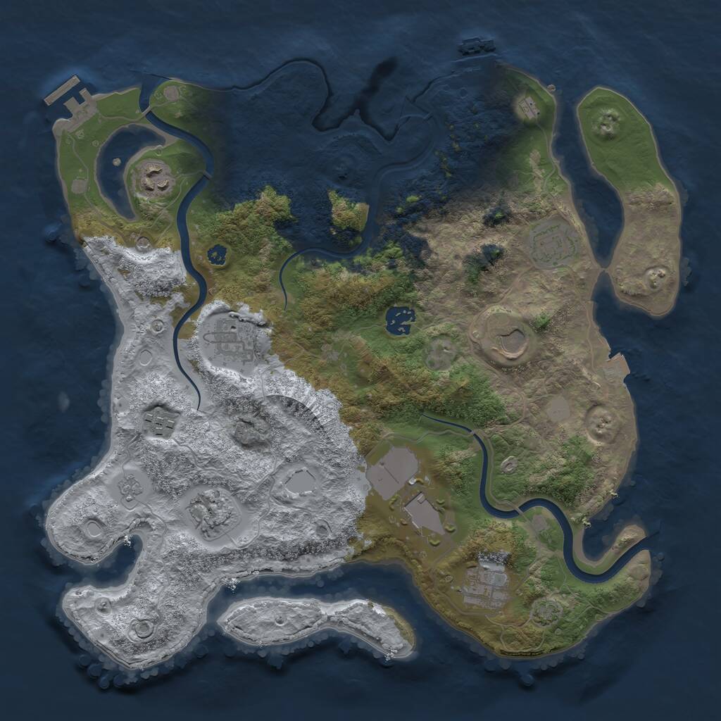 Rust Map: Procedural Map, Size: 3600, Seed: 969321586, 15 Monuments