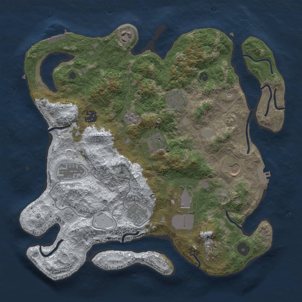 Rust Map: Procedural Map, Size: 3600, Seed: 969321586, 19 Monuments