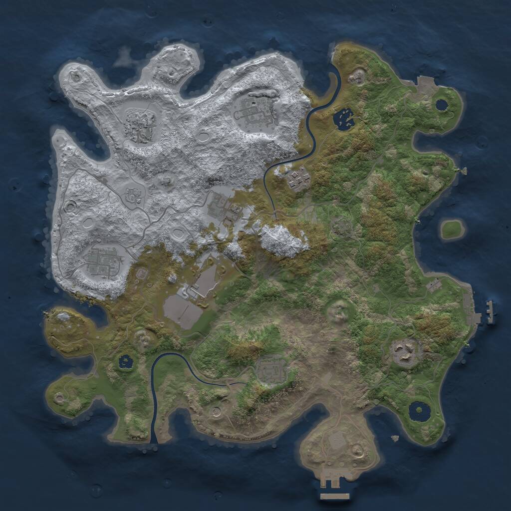 Rust Map: Procedural Map, Size: 3550, Seed: 94704336, 15 Monuments