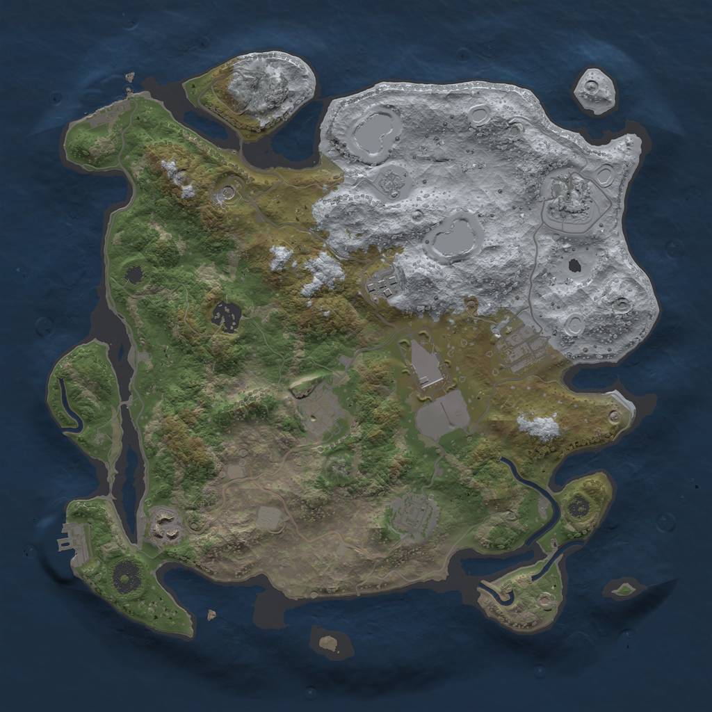 Rust Map: Procedural Map, Size: 3500, Seed: 421473836, 17 Monuments