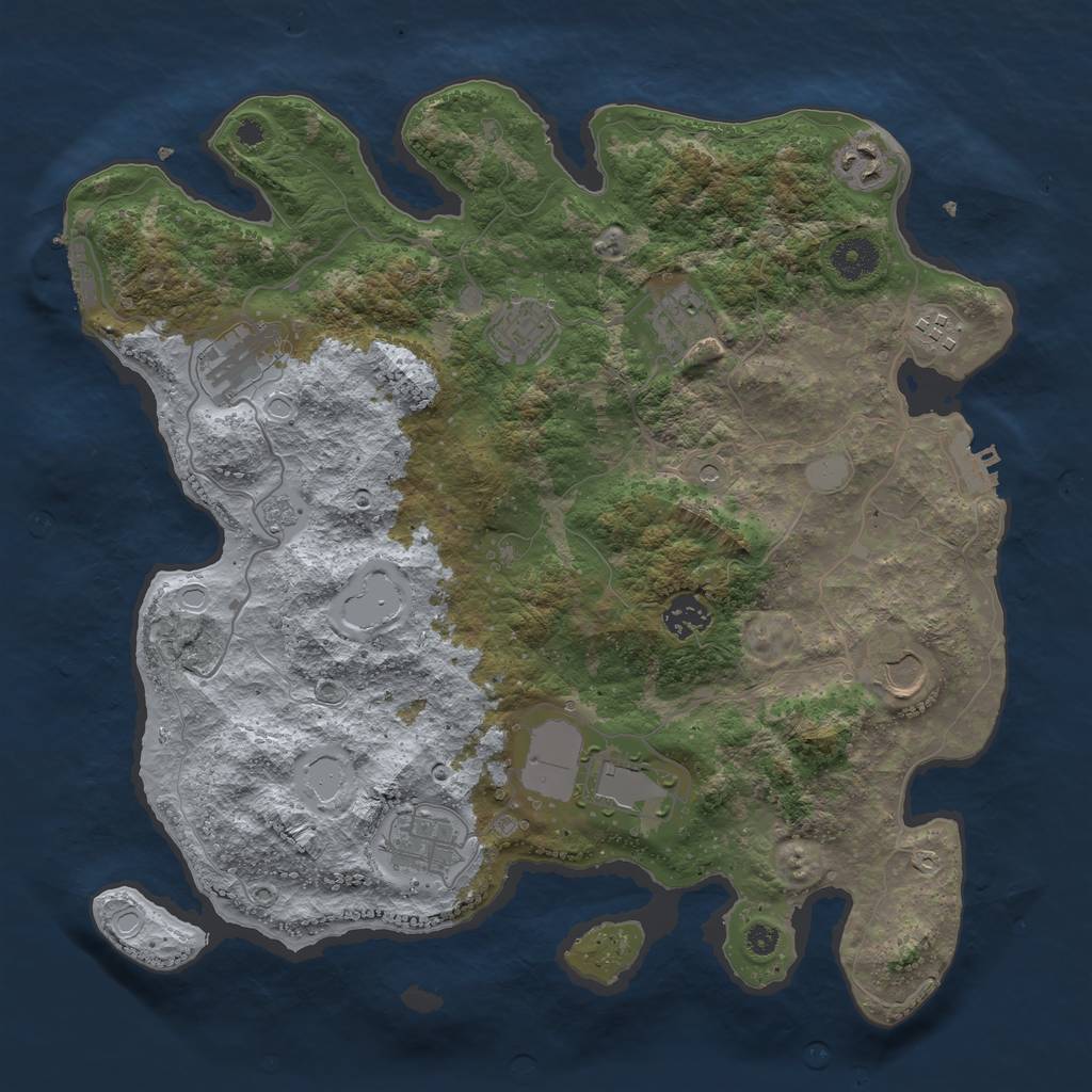 Rust Map: Procedural Map, Size: 3700, Seed: 933685020, 18 Monuments