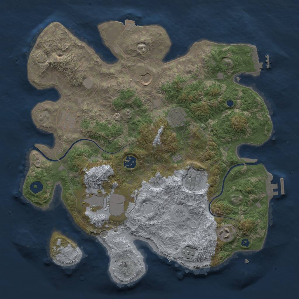 Rust Map: Procedural Map, Size: 3600, Seed: 1679424350, 14 Monuments