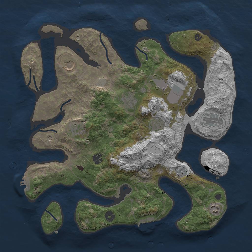 Rust Map: Procedural Map, Size: 3700, Seed: 2143732397, 17 Monuments