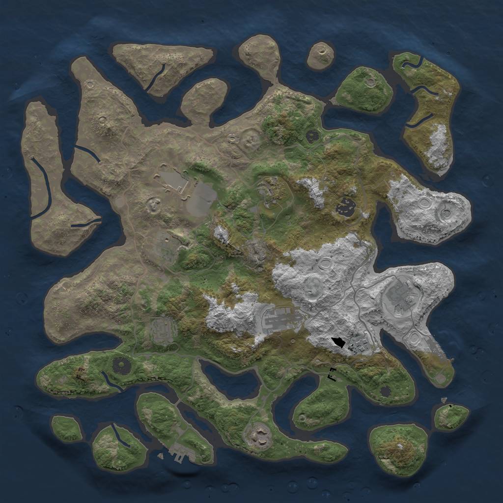 Rust Map: Procedural Map, Size: 4000, Seed: 792855937, 17 Monuments