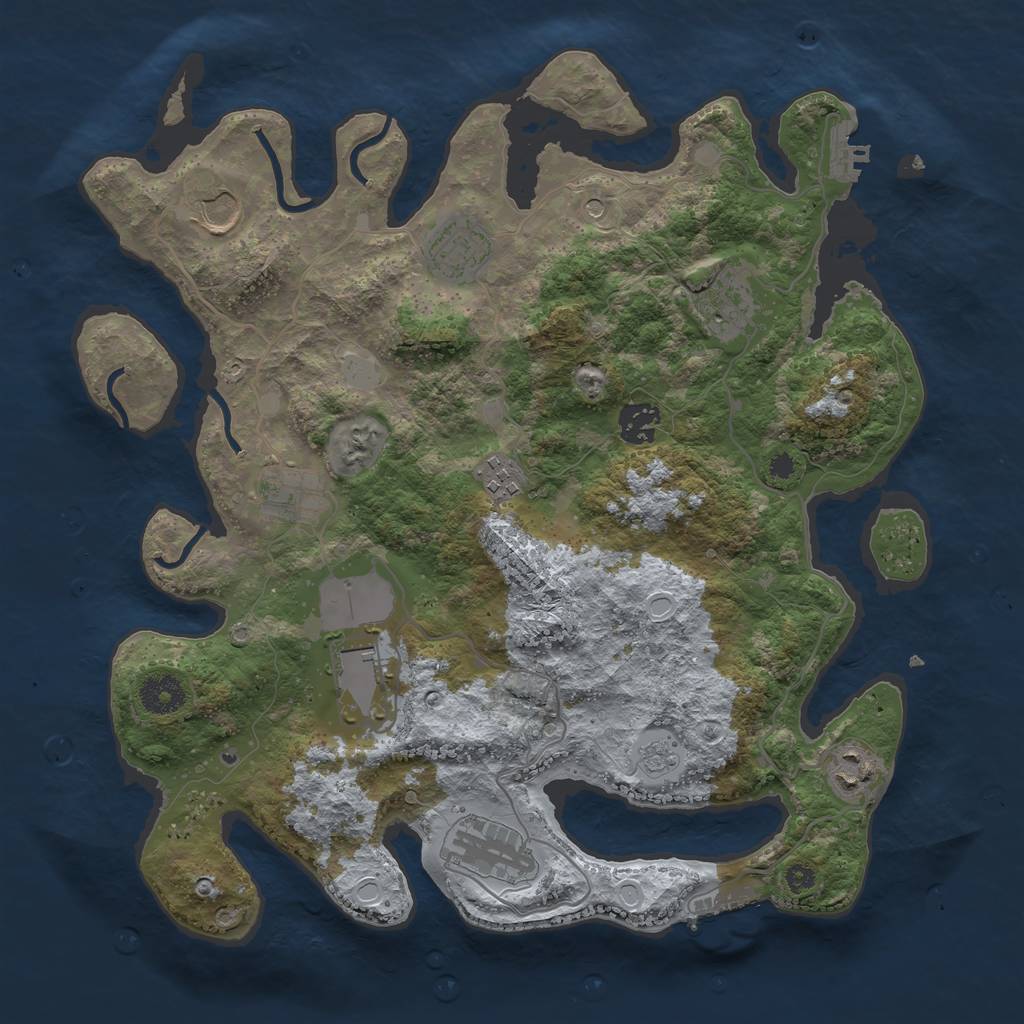 Rust Map: Procedural Map, Size: 3600, Seed: 792901813, 18 Monuments