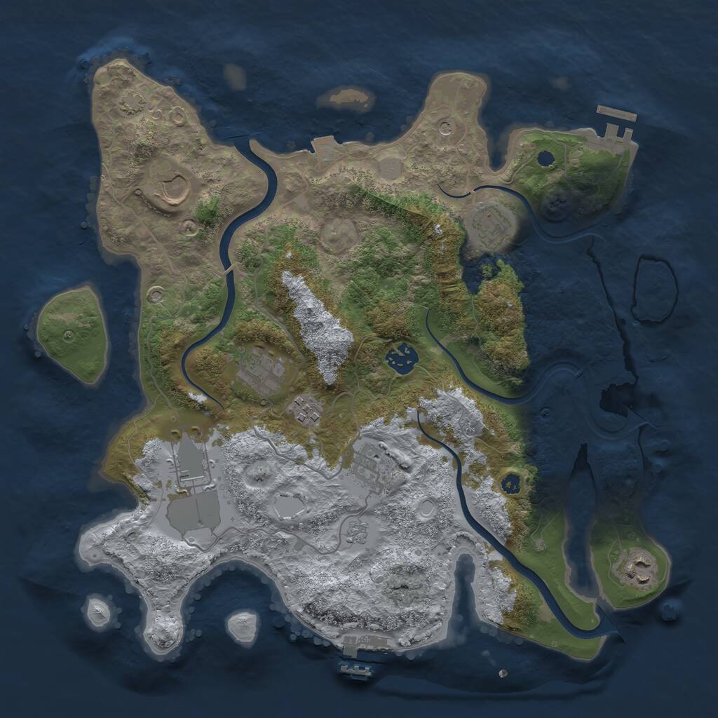Rust Map: Procedural Map, Size: 3600, Seed: 1165427724, 14 Monuments