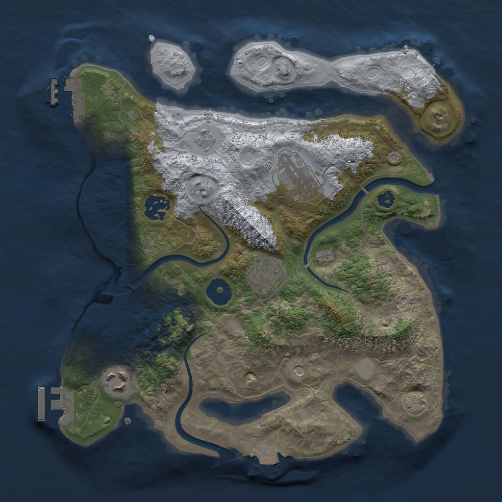 Rust Map: Procedural Map, Size: 3000, Seed: 833543, 10 Monuments