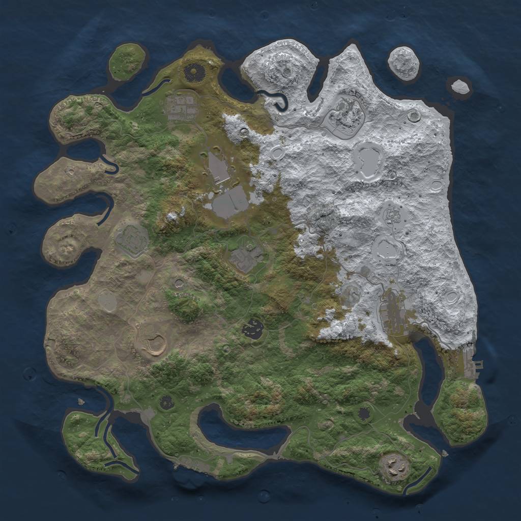 Rust Map: Procedural Map, Size: 3800, Seed: 7402, 18 Monuments