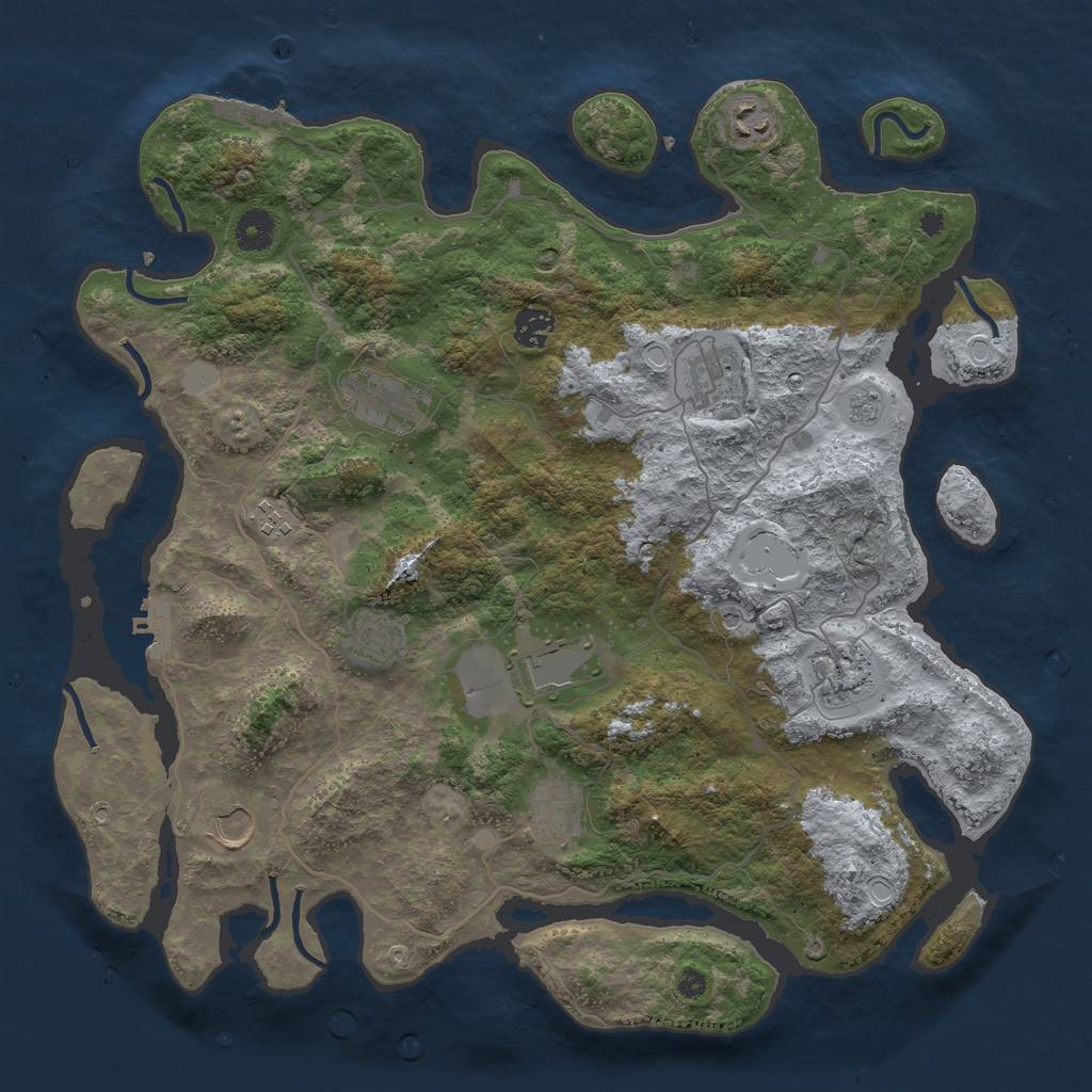 Rust Map: Procedural Map, Size: 4000, Seed: 4558975, 17 Monuments