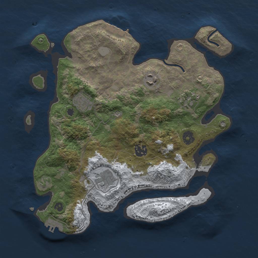 Rust Map: Procedural Map, Size: 3000, Seed: 940366, 13 Monuments