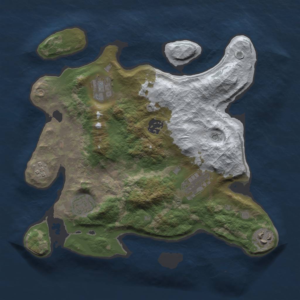 Rust Map: Barren, Size: 3000, Seed: 816010, 9 Monuments