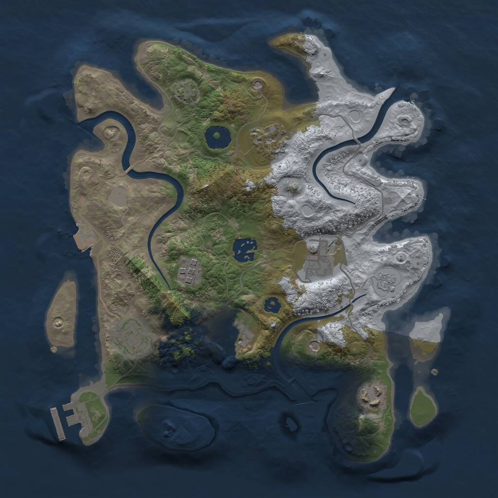 Rust Map: Procedural Map, Size: 3000, Seed: 399152, 12 Monuments