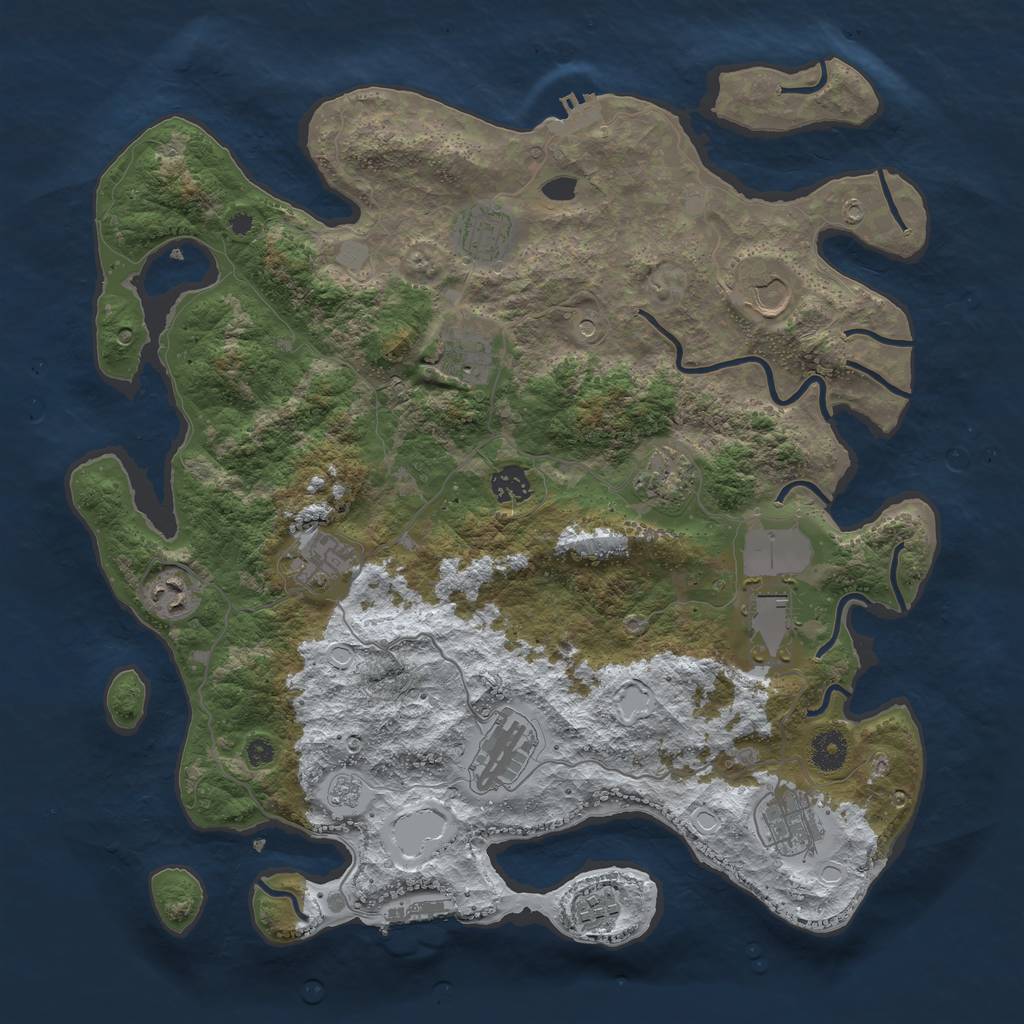 Rust Map: Procedural Map, Size: 3950, Seed: 901982920, 20 Monuments