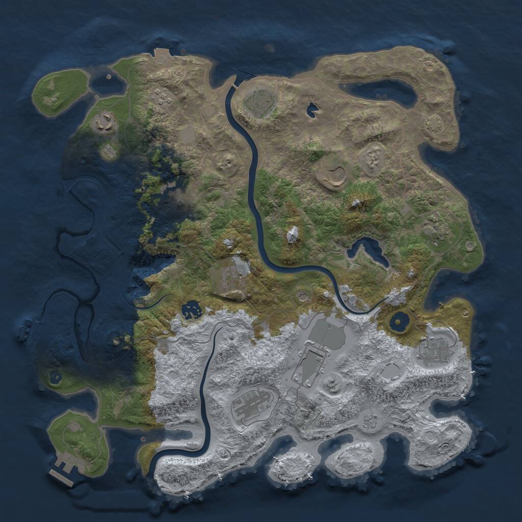Rust Map: Procedural Map, Size: 4000, Seed: 1357051263, 17 Monuments
