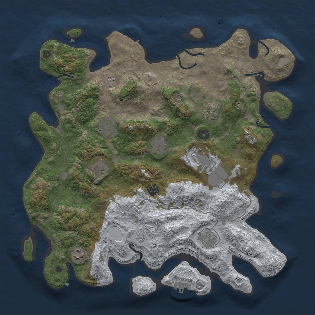 Rust Map: Procedural Map, Size: 4000, Seed: 701415963, 18 Monuments