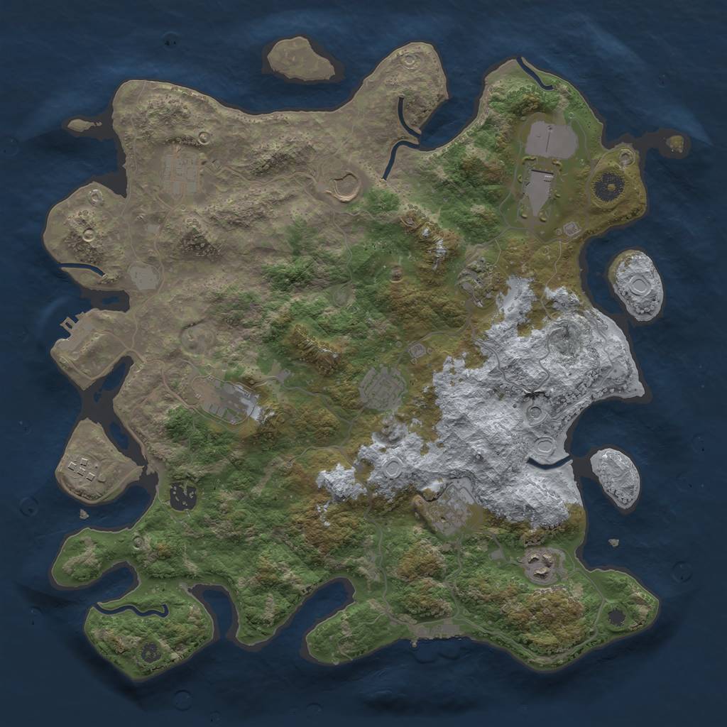 Rust Map: Procedural Map, Size: 3800, Seed: 4646, 18 Monuments