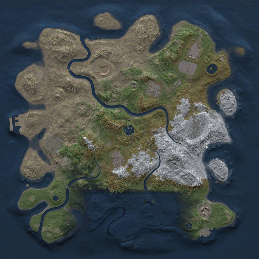 Rust Map: Procedural Map, Size: 3800, Seed: 4646, 14 Monuments