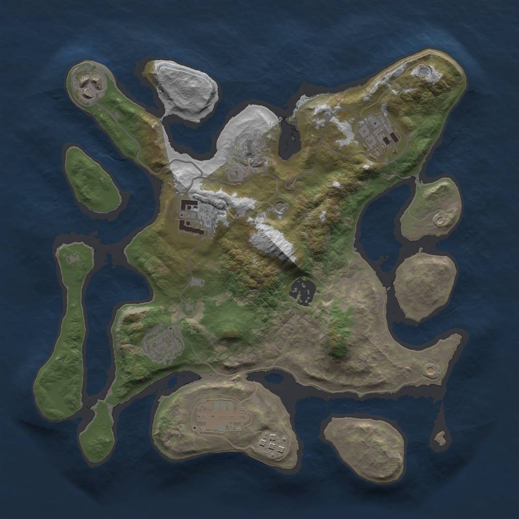 Rust Map: Barren, Size: 3000, Seed: 852999, 10 Monuments