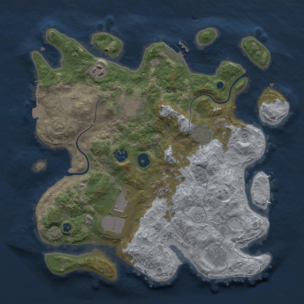Rust Map: Procedural Map, Size: 3500, Seed: 776311500, 13 Monuments