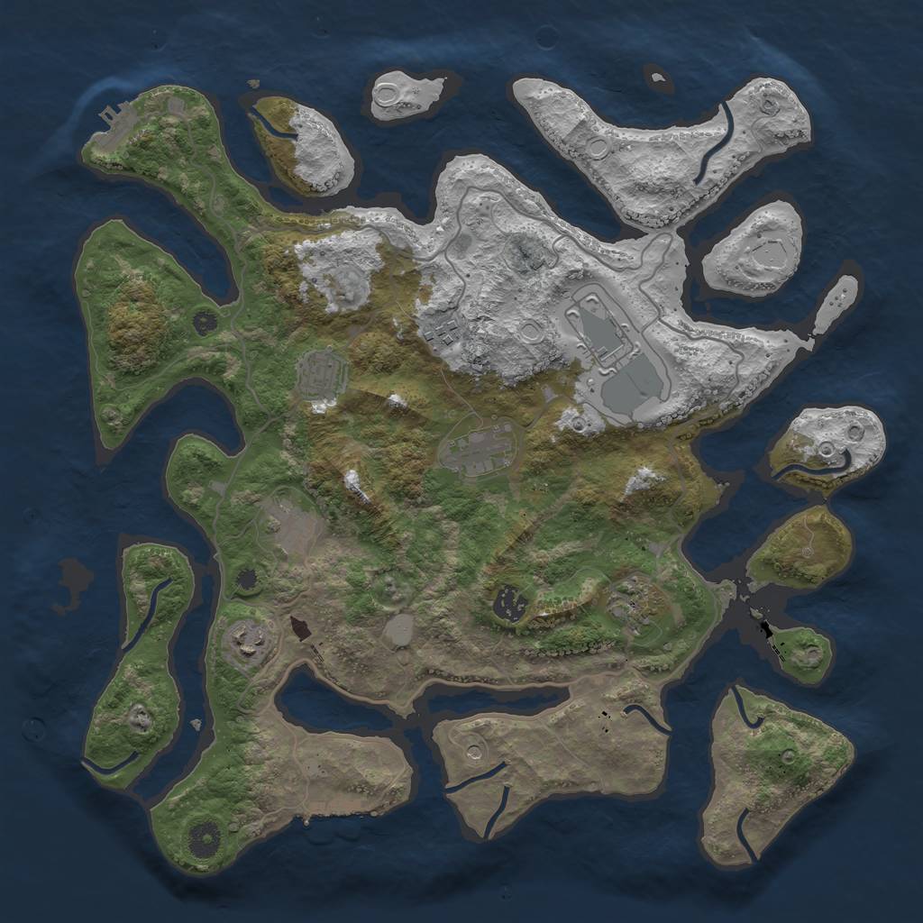 Rust Map: Procedural Map, Size: 4000, Seed: 199074, 16 Monuments