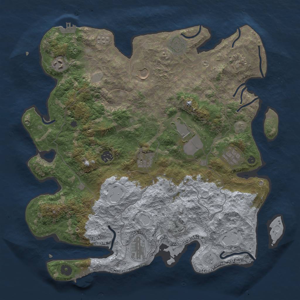 Rust Map: Procedural Map, Size: 4000, Seed: 535990, 17 Monuments