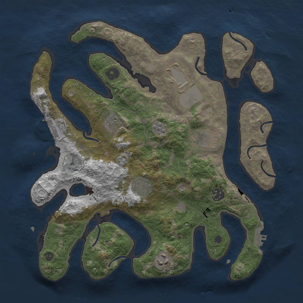 Rust Map: Procedural Map, Size: 3500, Seed: 34791693, 15 Monuments