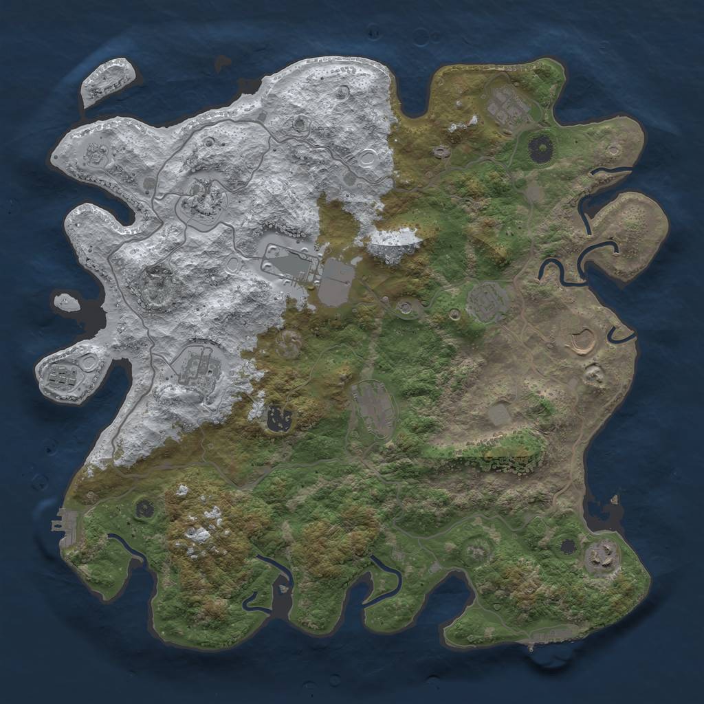 Rust Map: Procedural Map, Size: 4000, Seed: 992707, 19 Monuments
