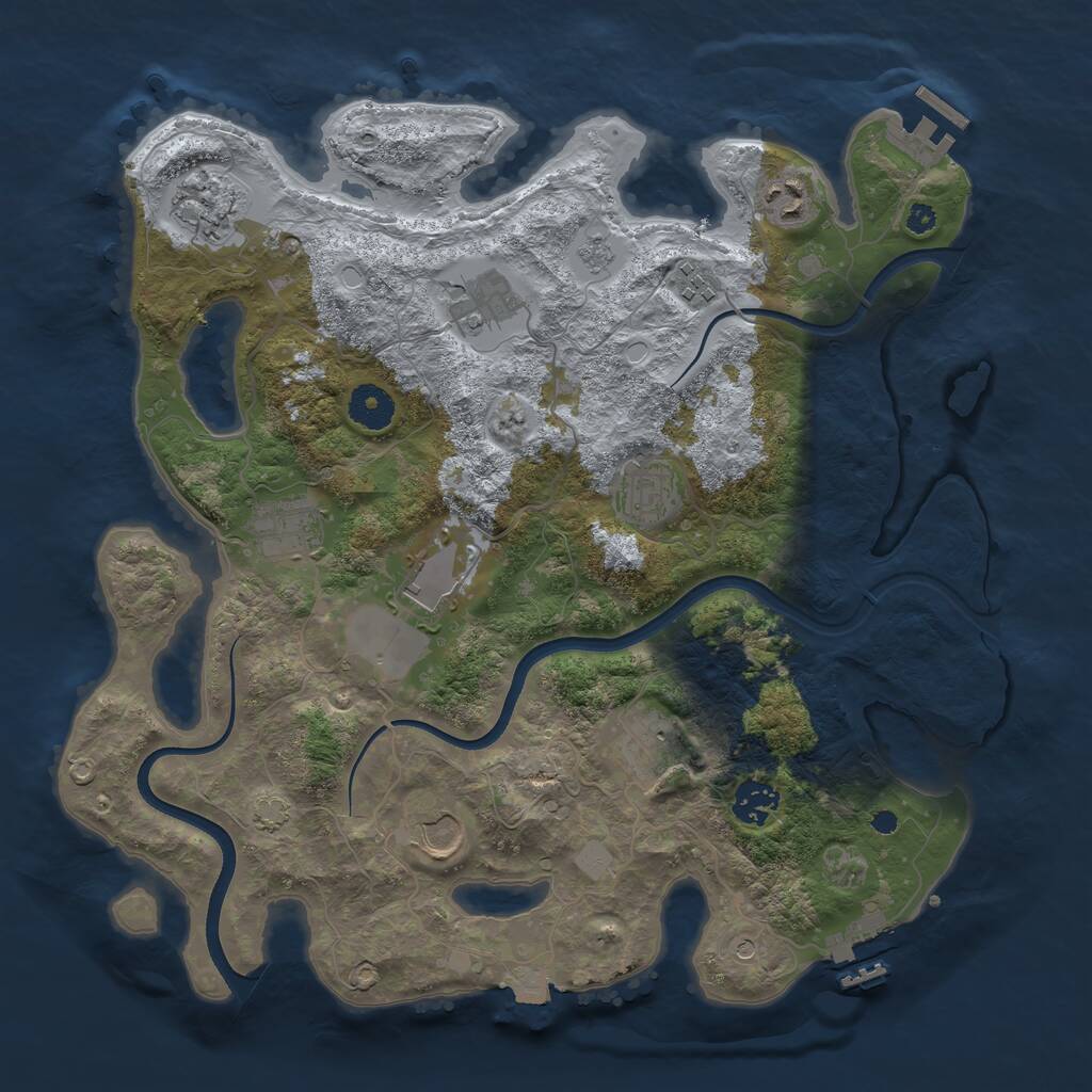 Rust Map: Procedural Map, Size: 3650, Seed: 77778, 16 Monuments