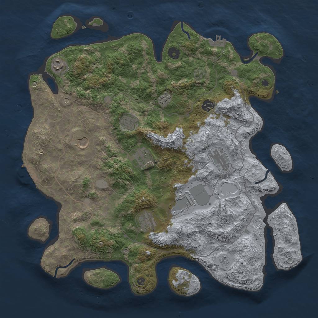 Rust Map: Procedural Map, Size: 4000, Seed: 1350, 18 Monuments