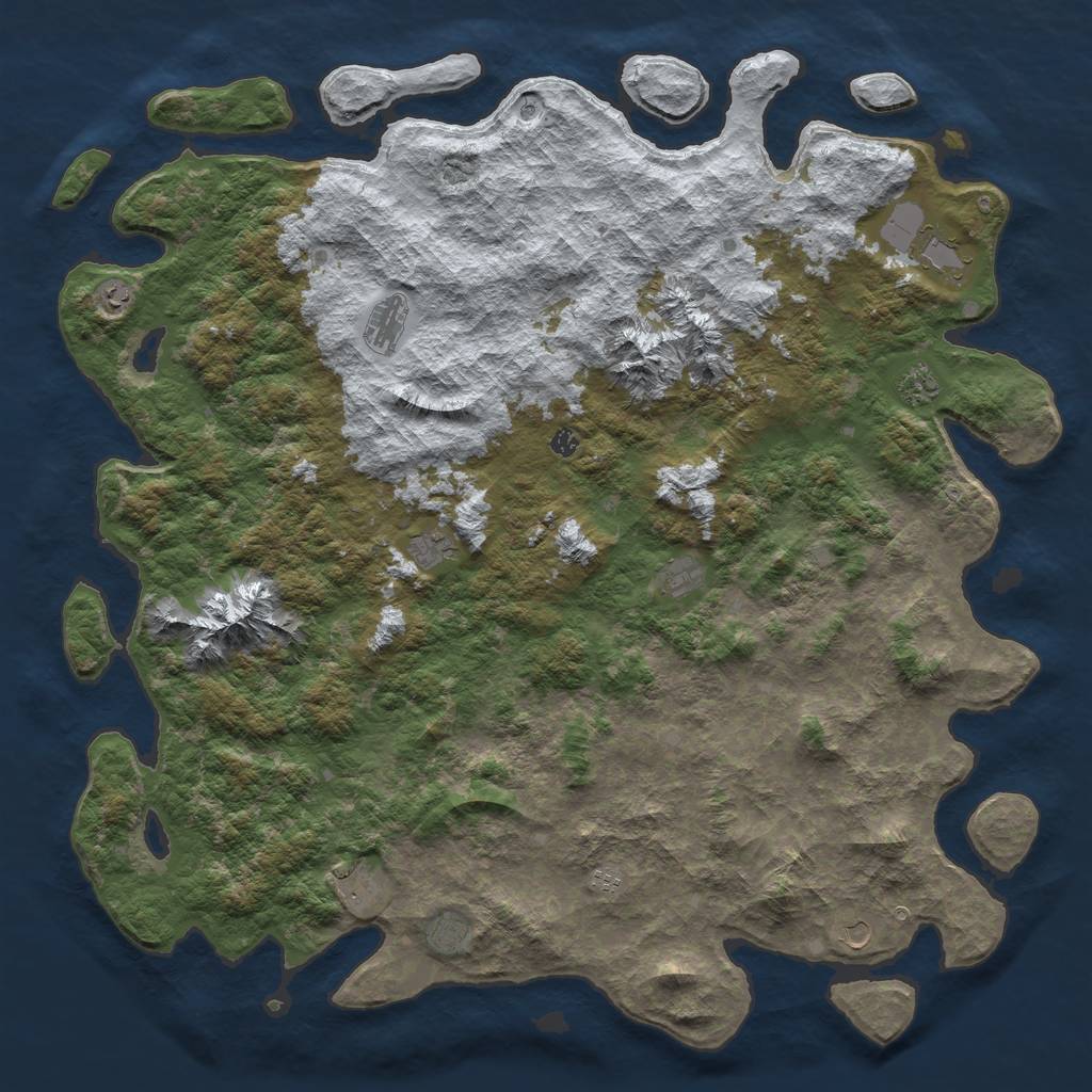 Rust Map: Barren, Size: 6000, Seed: 9623731, 14 Monuments