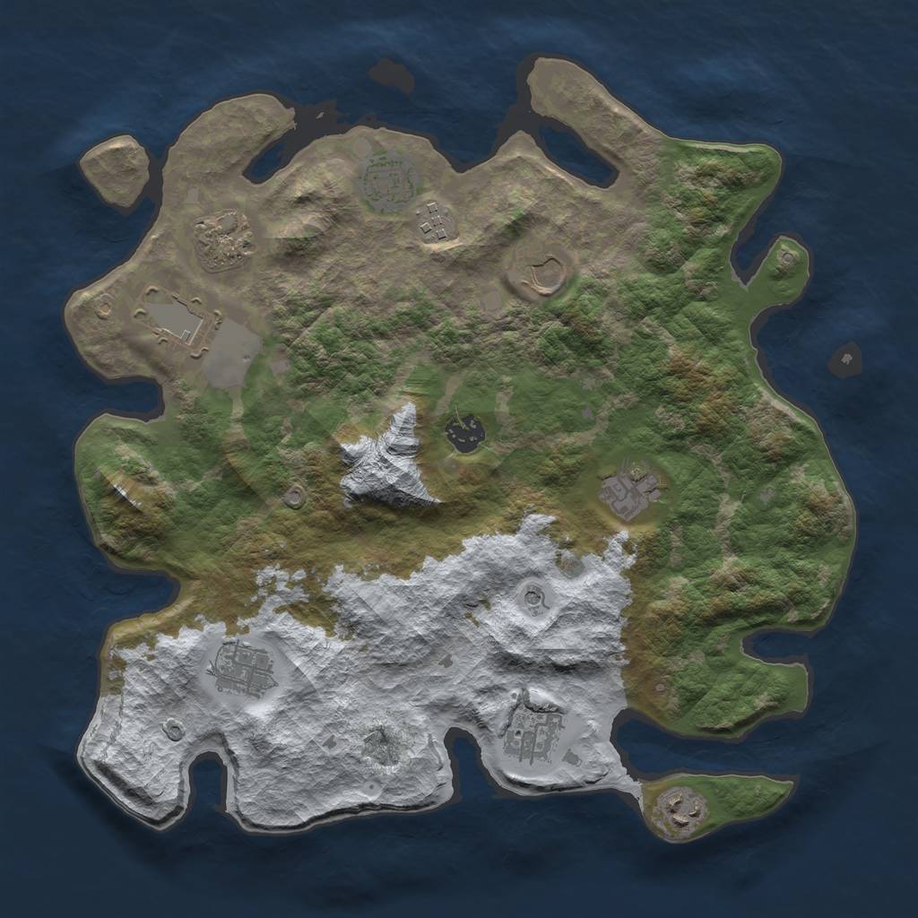 Rust Map: Barren, Size: 3700, Seed: 802520856, 13 Monuments