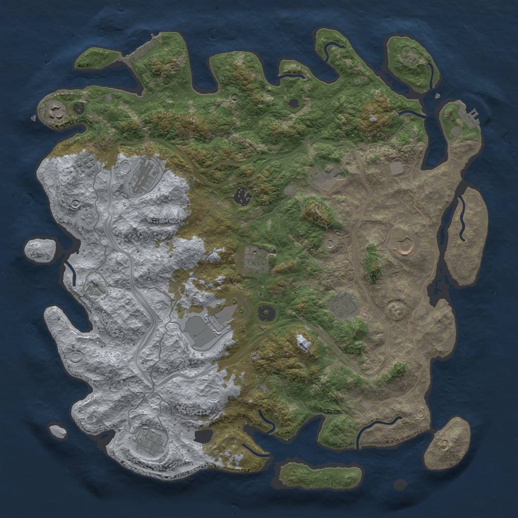 Rust Map: Procedural Map, Size: 4500, Seed: 173238313, 19 Monuments