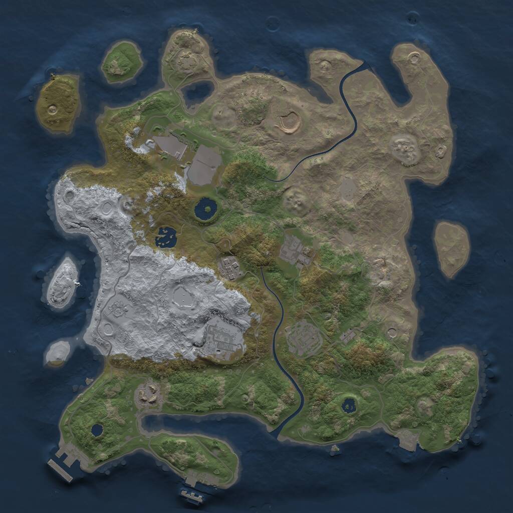 Rust Map: Procedural Map, Size: 3500, Seed: 3473388, 14 Monuments