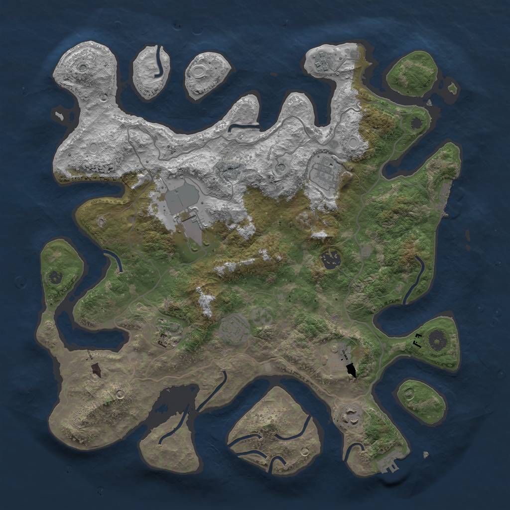 Rust Map: Procedural Map, Size: 4000, Seed: 9874, 16 Monuments