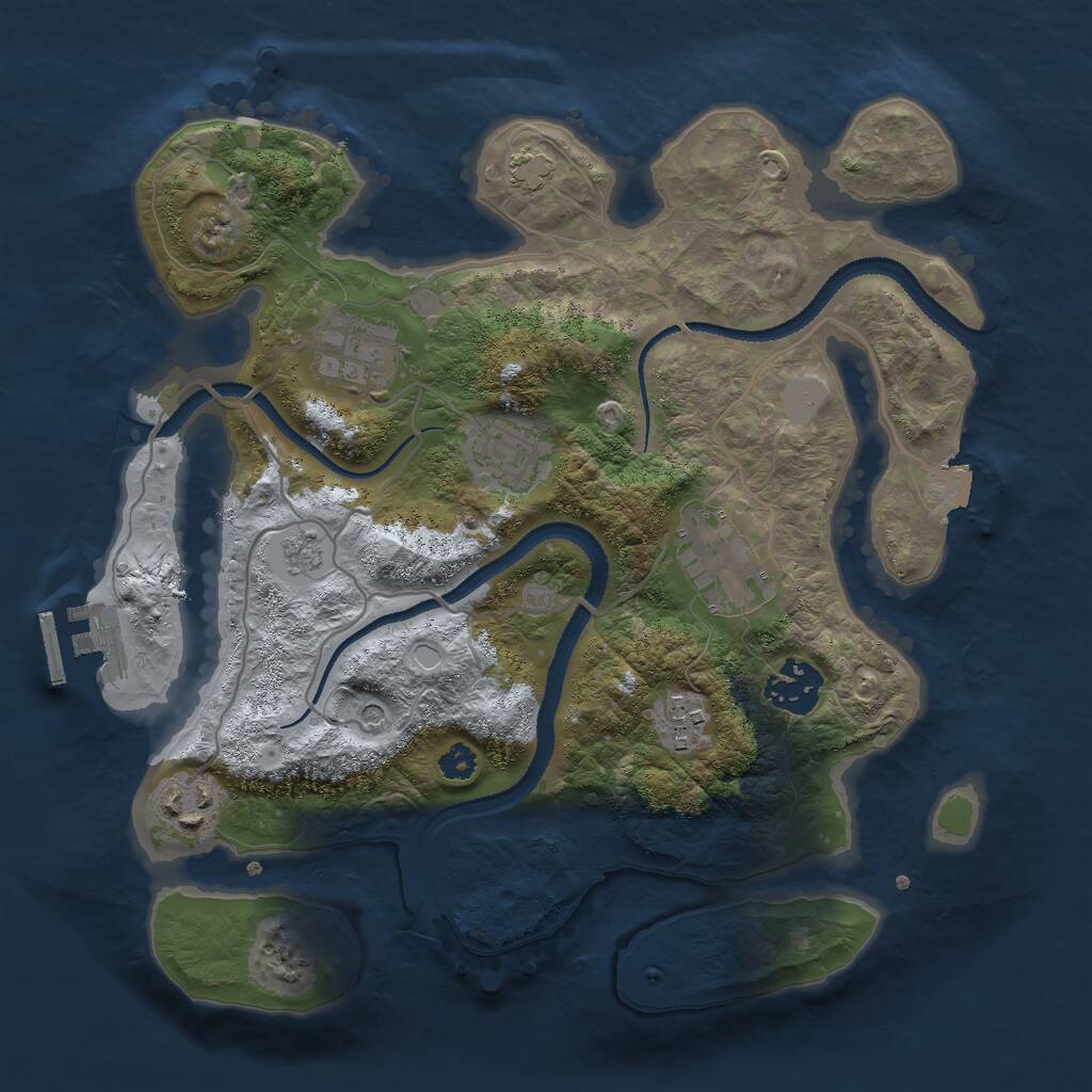 Rust Map: Procedural Map, Size: 3000, Seed: 2094532334, 11 Monuments