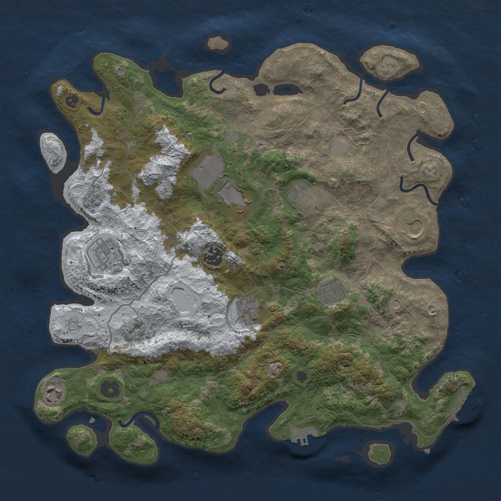 Rust Map: Procedural Map, Size: 4000, Seed: 13823, 18 Monuments