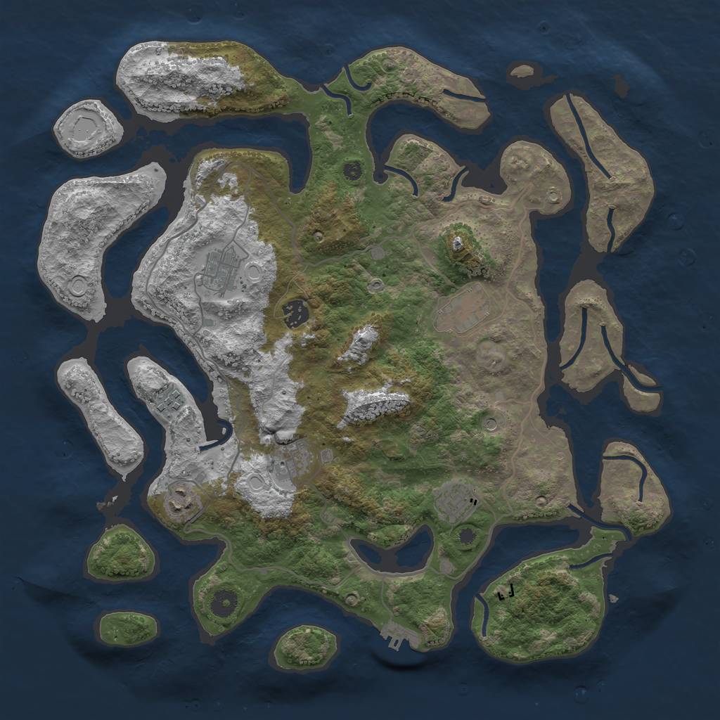 Rust Map: Procedural Map, Size: 4000, Seed: 101111, 14 Monuments