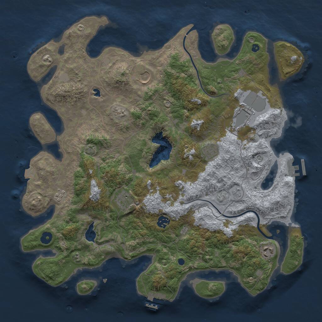 Rust Map: Procedural Map, Size: 4000, Seed: 2122437811, 13 Monuments