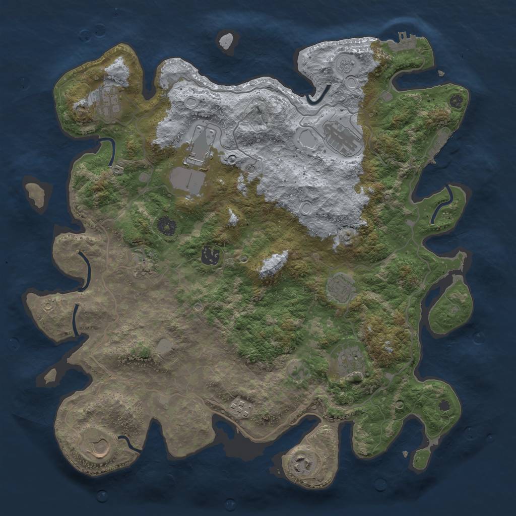 Rust Map: Procedural Map, Size: 4000, Seed: 686073, 19 Monuments