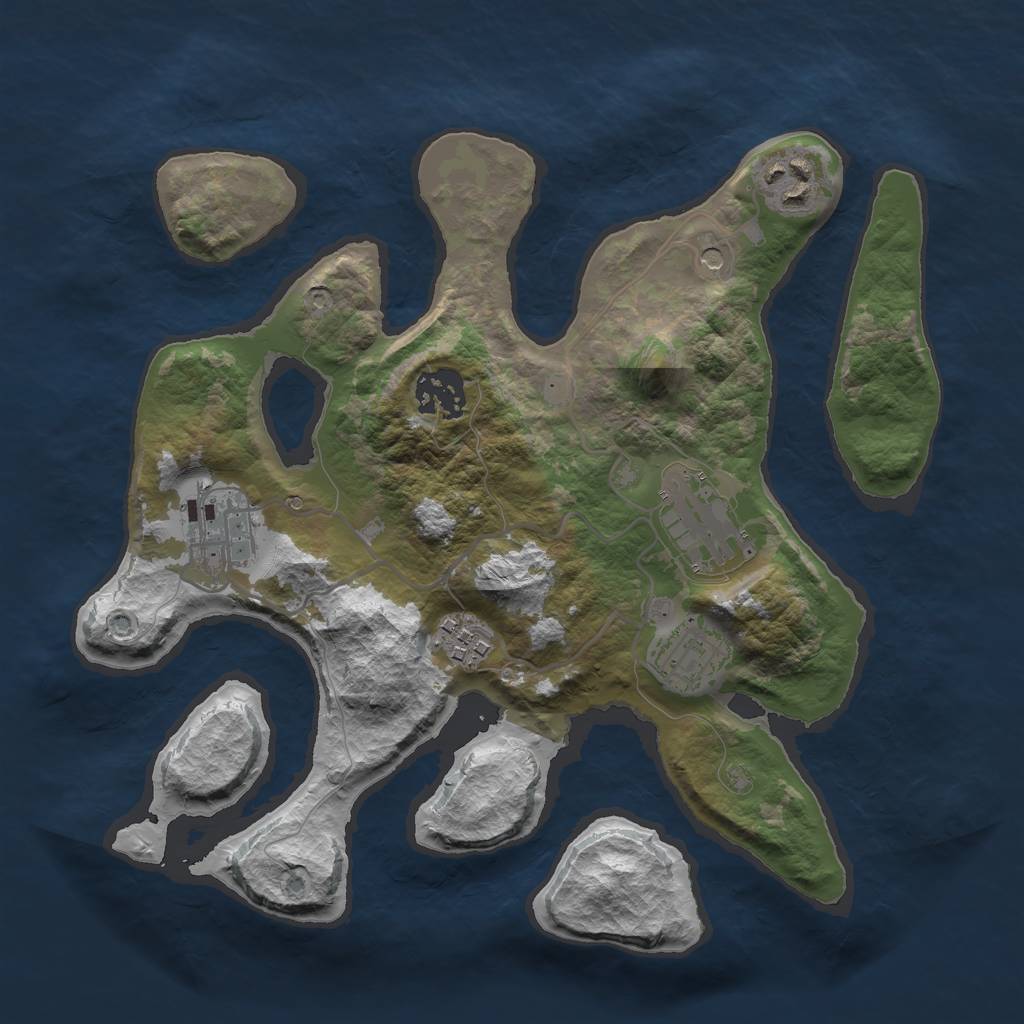 Rust Map: Barren, Size: 2900, Seed: 16161, 9 Monuments