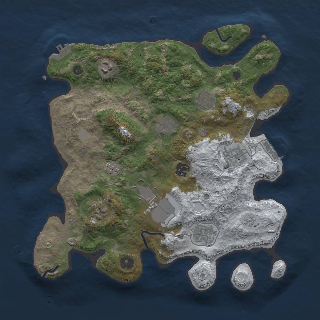 Rust Map: Procedural Map, Size: 3500, Seed: 59858988, 18 Monuments