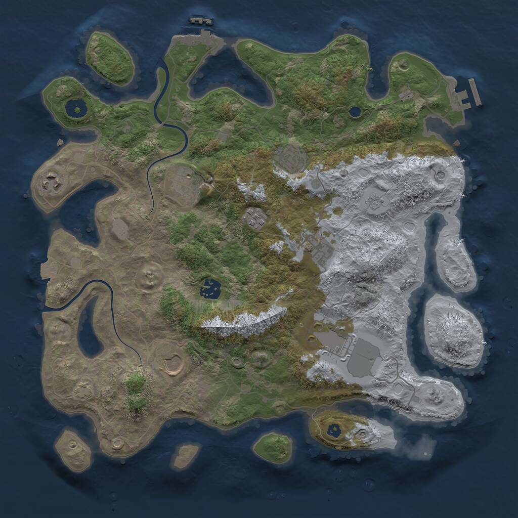 Rust Map: Procedural Map, Size: 3750, Seed: 50088, 14 Monuments