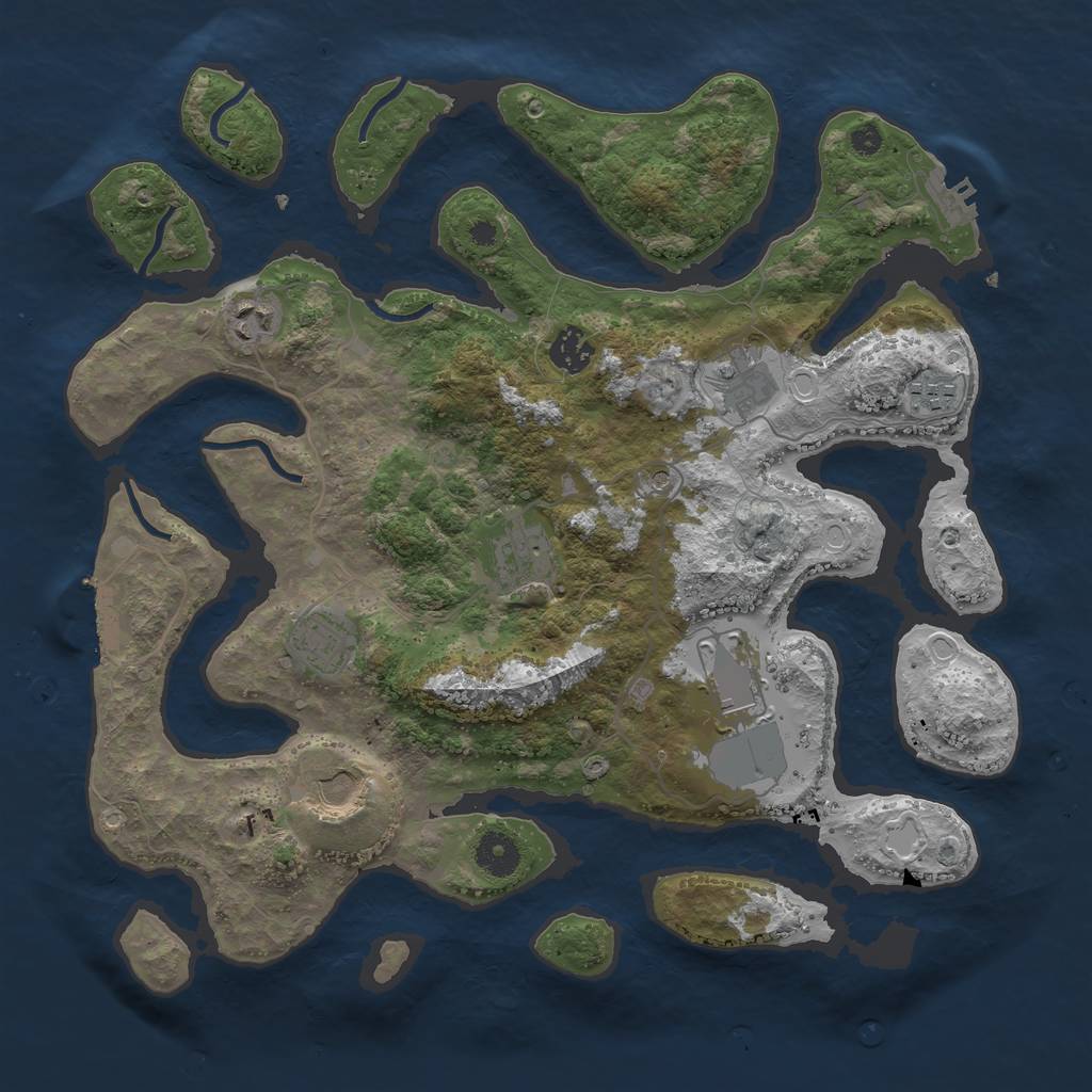 Rust Map: Procedural Map, Size: 3750, Seed: 50088, 16 Monuments