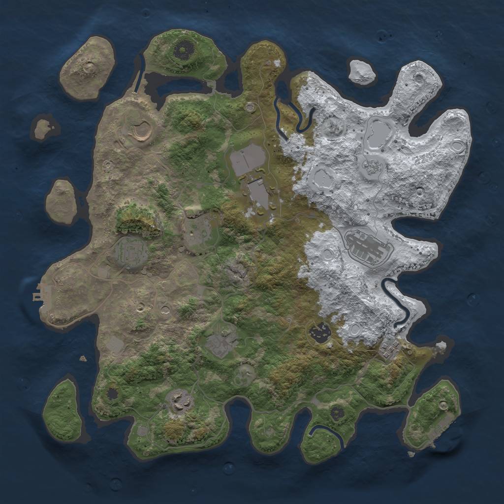 Rust Map: Procedural Map, Size: 3750, Seed: 248860891, 18 Monuments