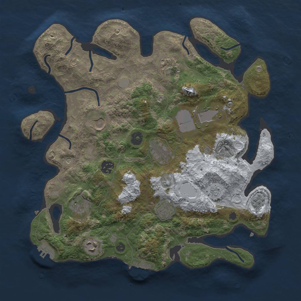 Rust Map: Procedural Map, Size: 3500, Seed: 1059268045, 18 Monuments