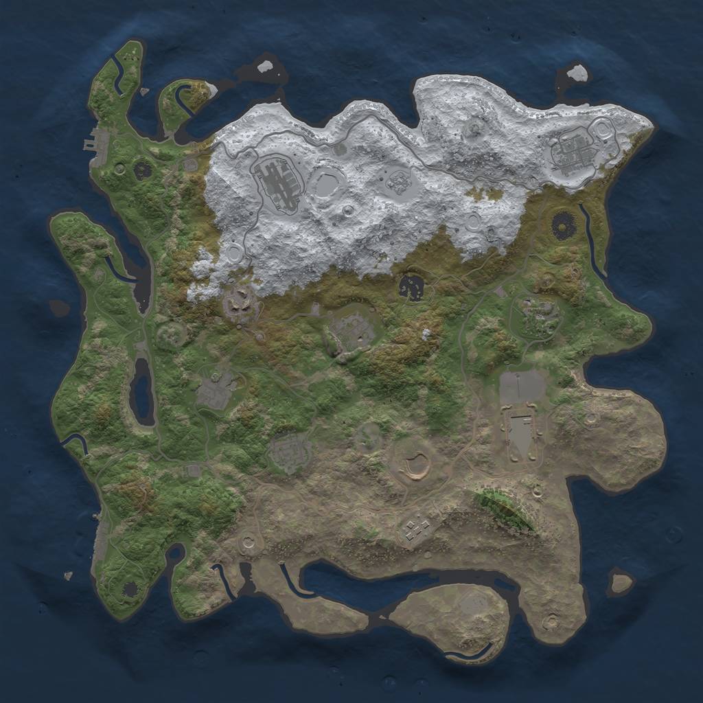 Rust Map: Procedural Map, Size: 4000, Seed: 664802, 20 Monuments