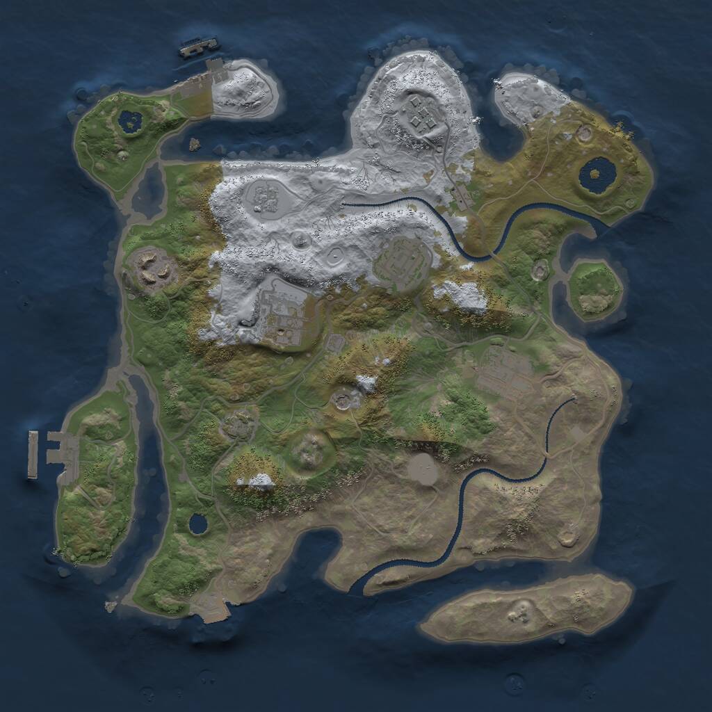 Rust Map: Procedural Map, Size: 3000, Seed: 749143076, 11 Monuments