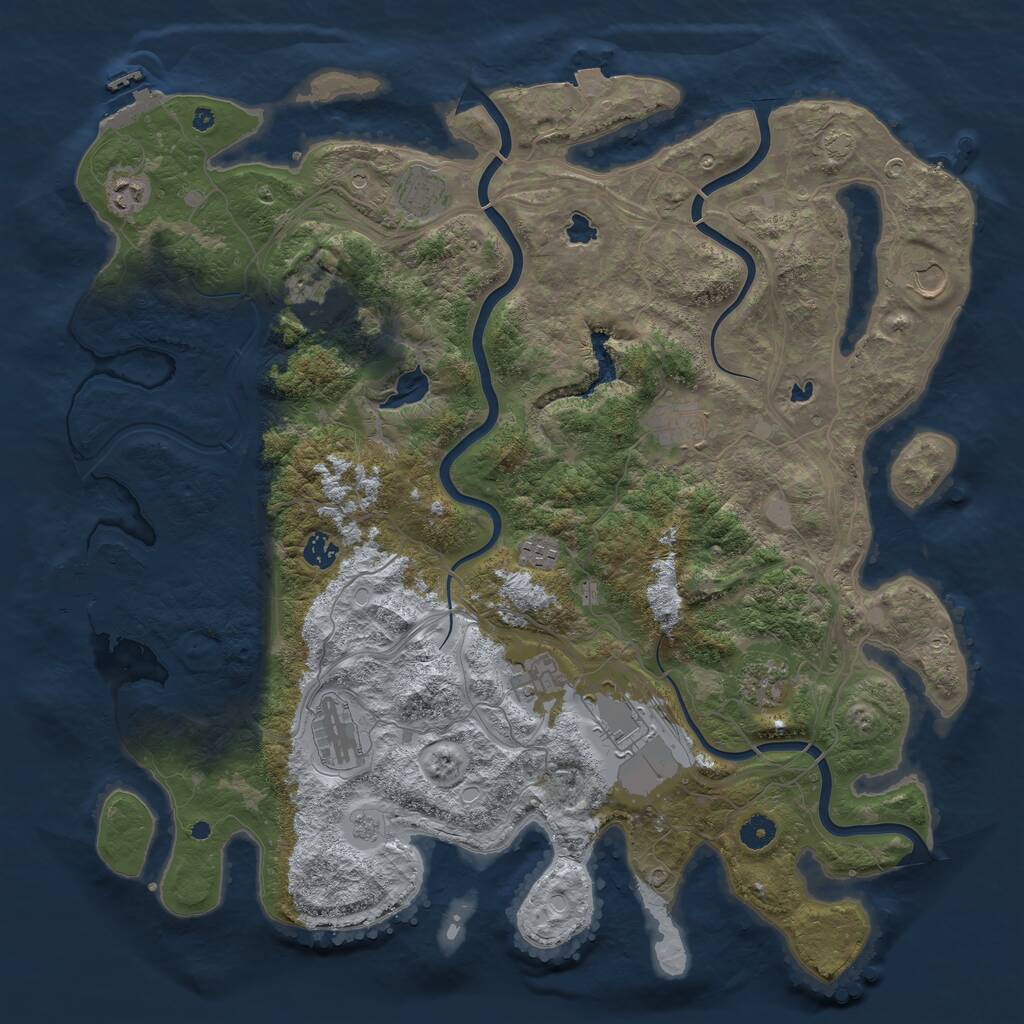 Rust Map: Procedural Map, Size: 4500, Seed: 248514433, 17 Monuments