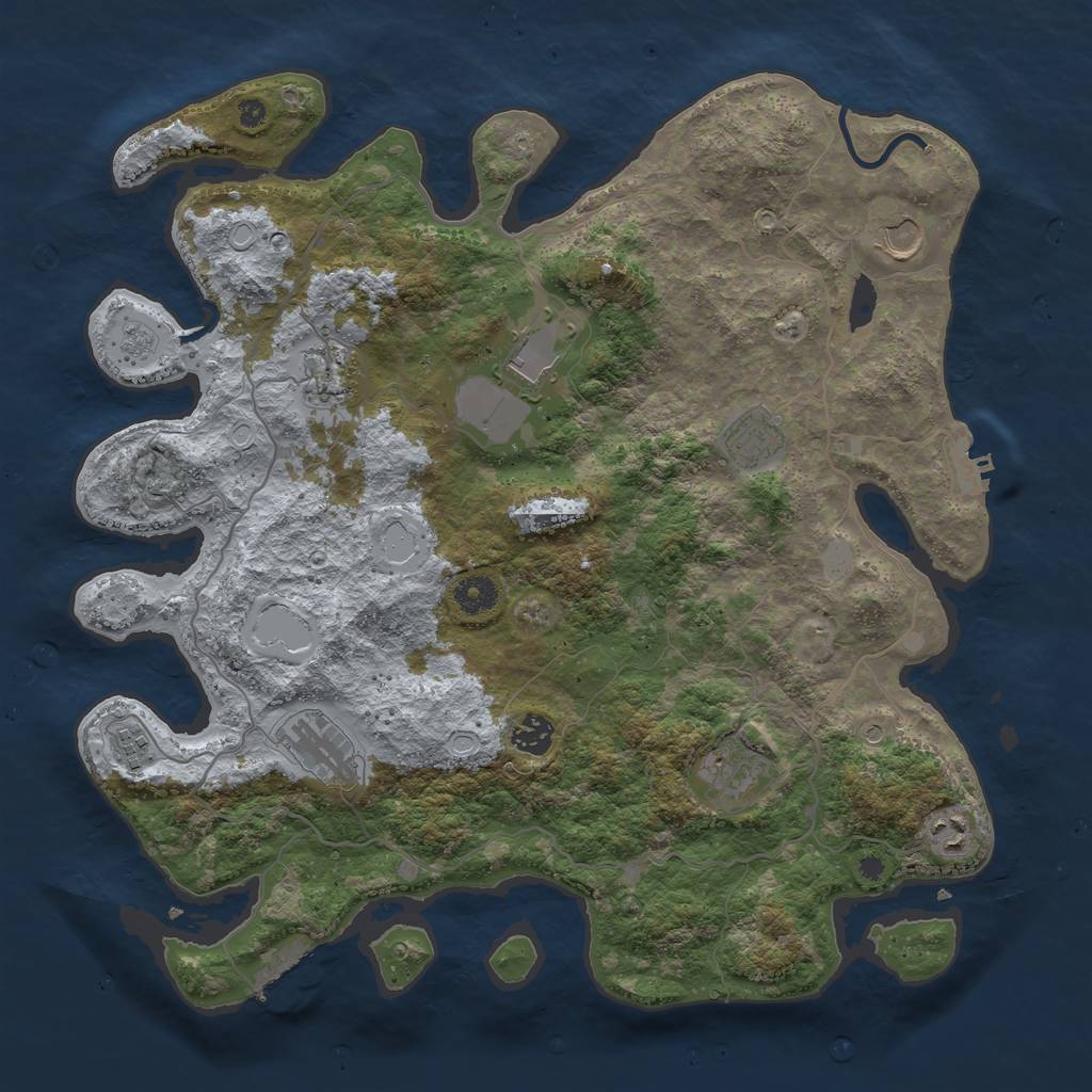 Rust Map: Procedural Map, Size: 4000, Seed: 45256536, 18 Monuments