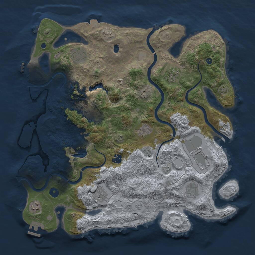 Rust Map: Procedural Map, Size: 4000, Seed: 1203456789, 15 Monuments